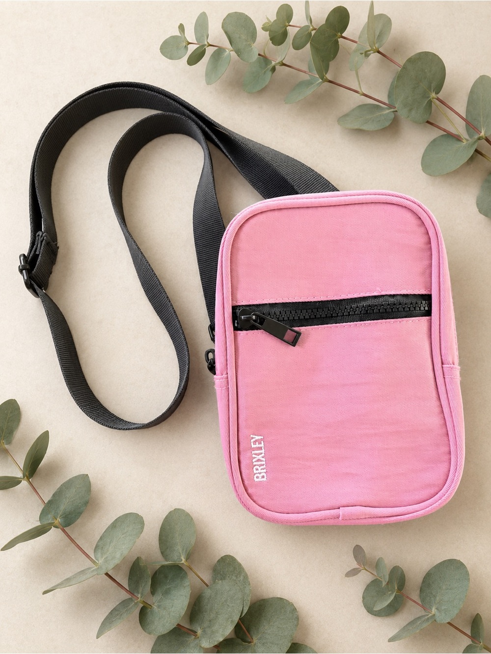 Brixley Pink Crossbody Bag with Black Strap